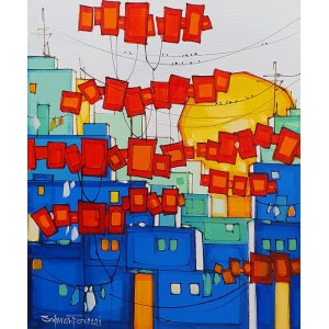 Salman Farooqi, 16 x 20 Inch, Acrylic on Canvas, Cityscape Painting, AC-SF-375